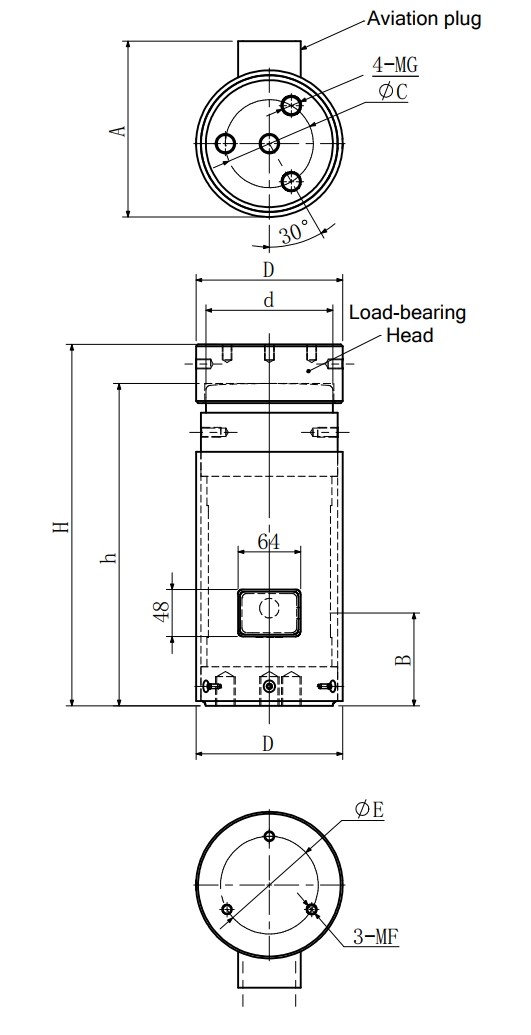 IP67 Stainless /Alloy Steel Column Type Load Cell 0.02% 6m Tensile Force Sensor