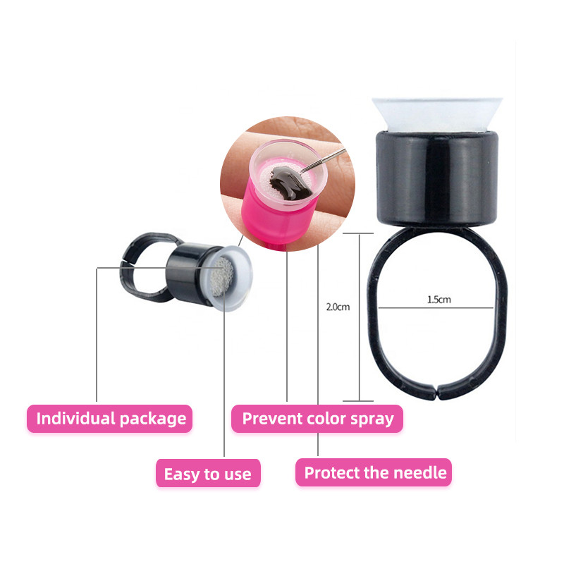 Permanent Makeup Pigment Ring With Sponge Tattoo Ink Cups Microblading Accessories