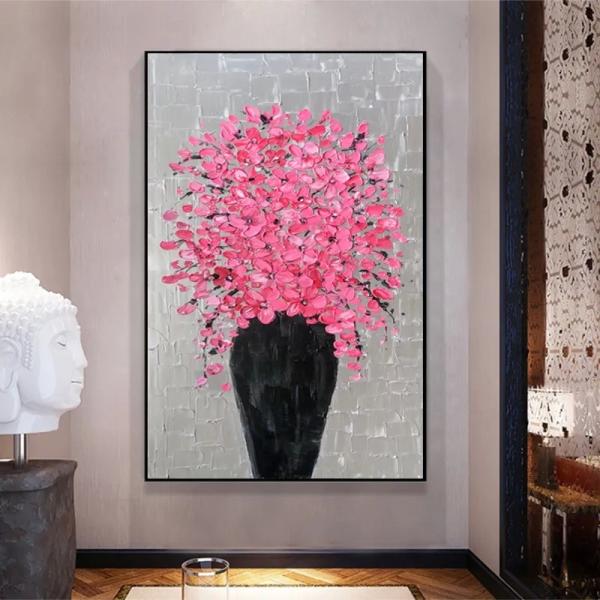 Abstract Knife Painting on Canvas Hand Painted Flower Oil Painting for Home