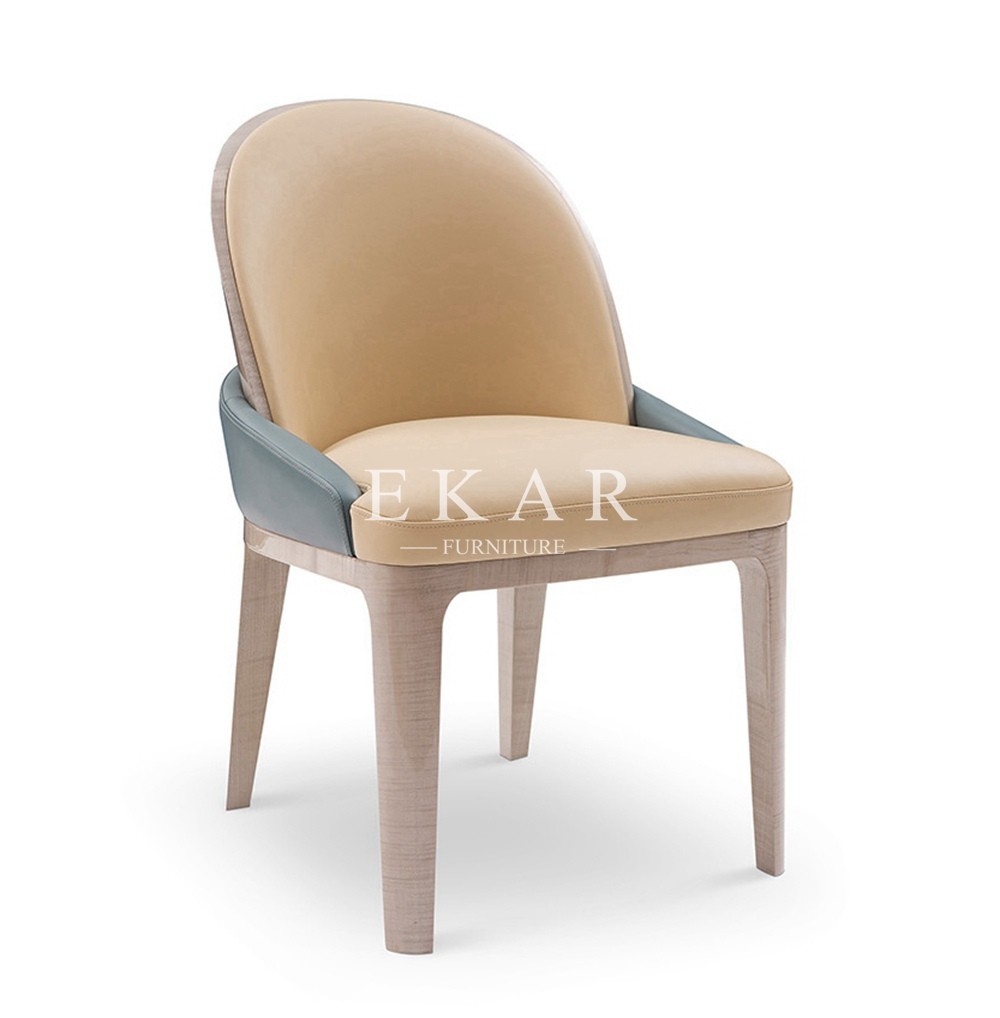 High End Solid Wood Frame White Leather Upholstery Italian Dining Chair W006D6