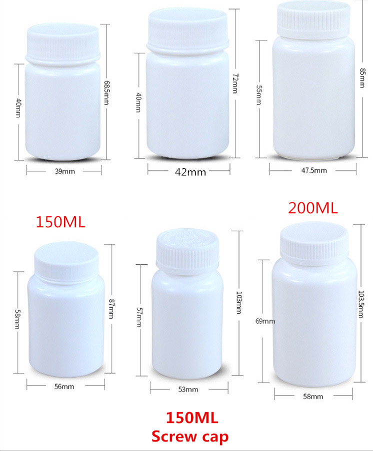 Hot Stamping 50cc Empty Plastic Bottle Capsule Pill with White Aluminum Foil Gasket Lid