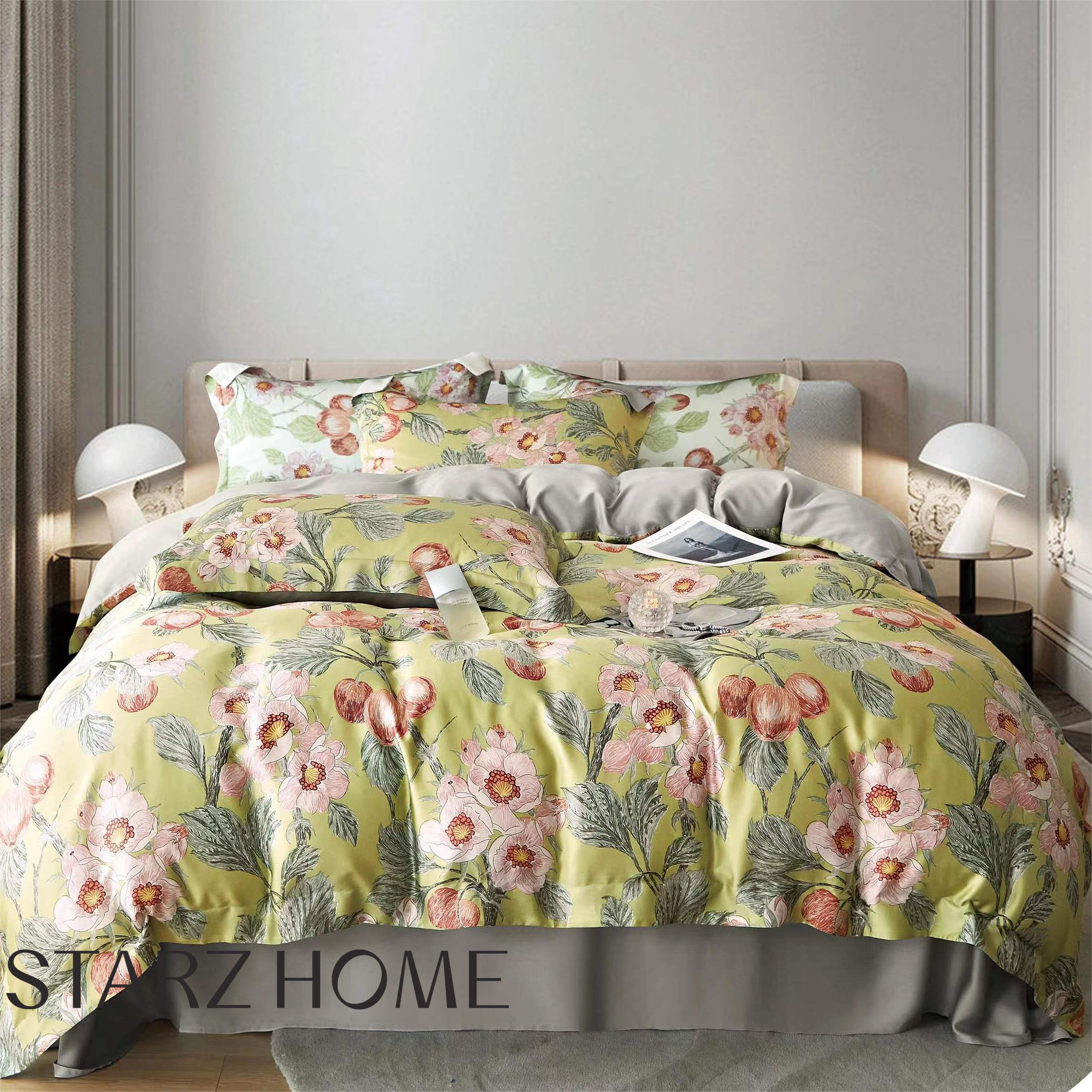 Design Printed Duvet Bedding Set with Solid Pattern and 300tc Thread Count