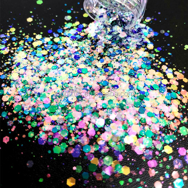 1 color Die cutting printing Chunky Glitter Shape Glitter Colorful Bright Chunky Mix