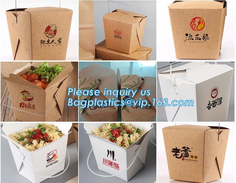 Cheap Cardboard foldable kraft paper lunch box with window,Lunch noodle fast food kraft paper box by customized logo pri