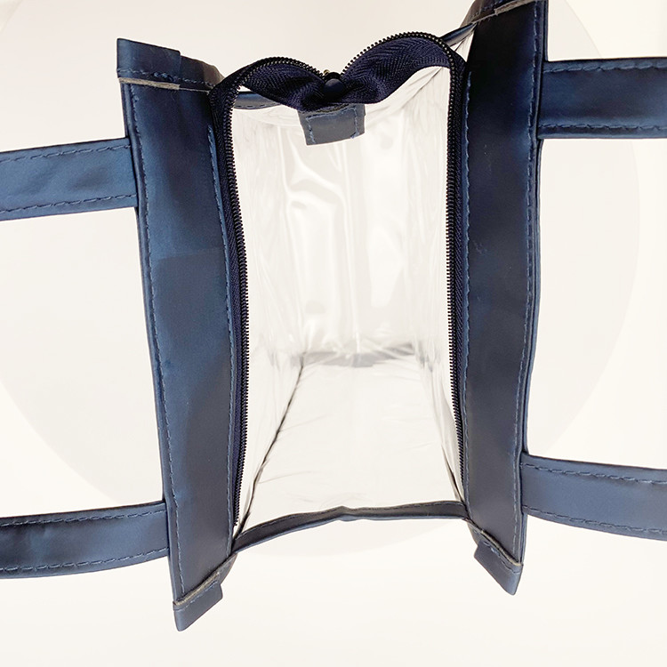 New Style Clear Plastic PVC Zipper Bag For Comestics with PU Handle