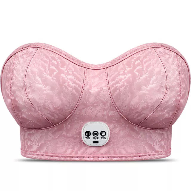 USB Electric Breast Massage Bra , ODM Electric Heated Bra PU leather material