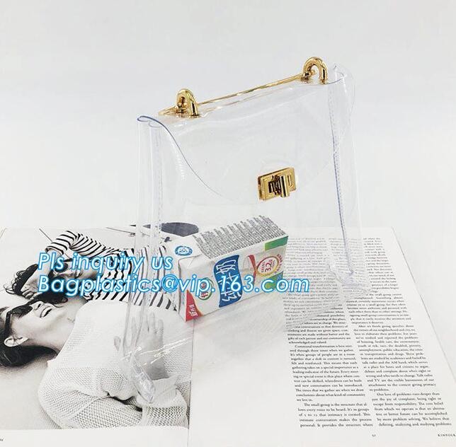 Fashion transparent handbags clear pvc shoulder bag large capacity tote bag for women, shoulder pvc plastic clear pvc be
