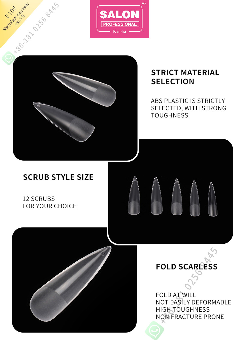 500pcs Sharp Shape Matte (No.5-9) Lady French Style Artificial False Nails Half Tips and Full Cover False Nail