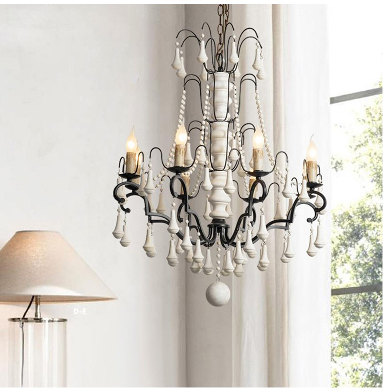 Wood Bead chandelier lighting lustre bois for country farmhouse rustic Chandelier(WH-CI-21)