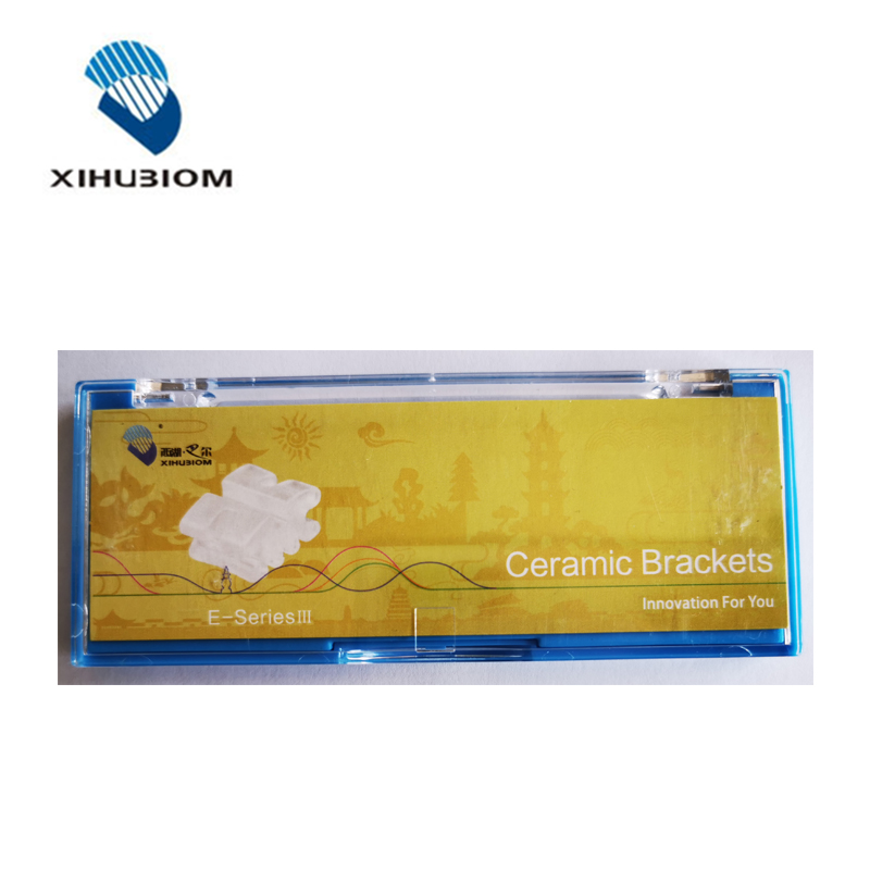 Orthodontic E Series III Dental Self Ligating Ceramic Brackets Mesh Base