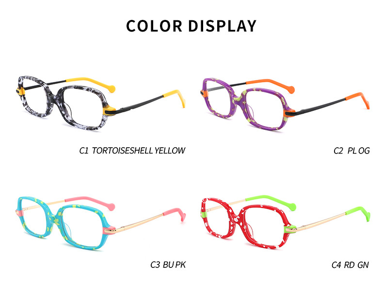 Customize Logo Acetate Frame Glasses Rectangle 4 Color Children Eye