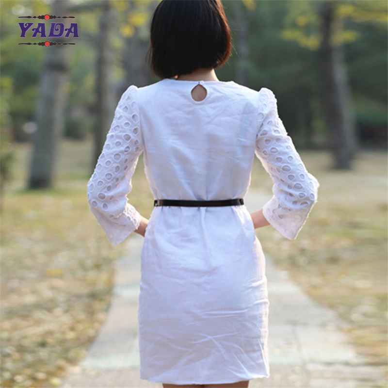 Ladies long sleeves embroidery dress casual wear latest ladies office dresses women party