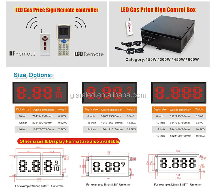 LED Digital Gas Pricer Sign for Gas Station Brightness 6000cd Waterproof level IP65