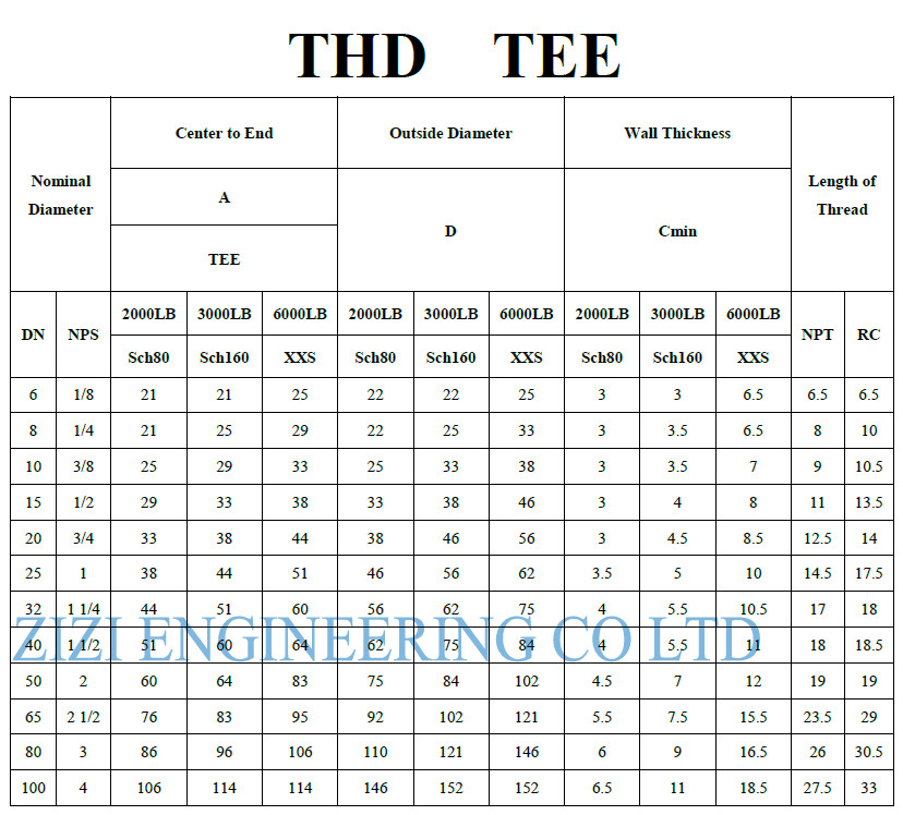 Threaded Reducer Steel Pipe Tee 2 x 1 Inch 3000 # ASTM A182 F53 BS 3799