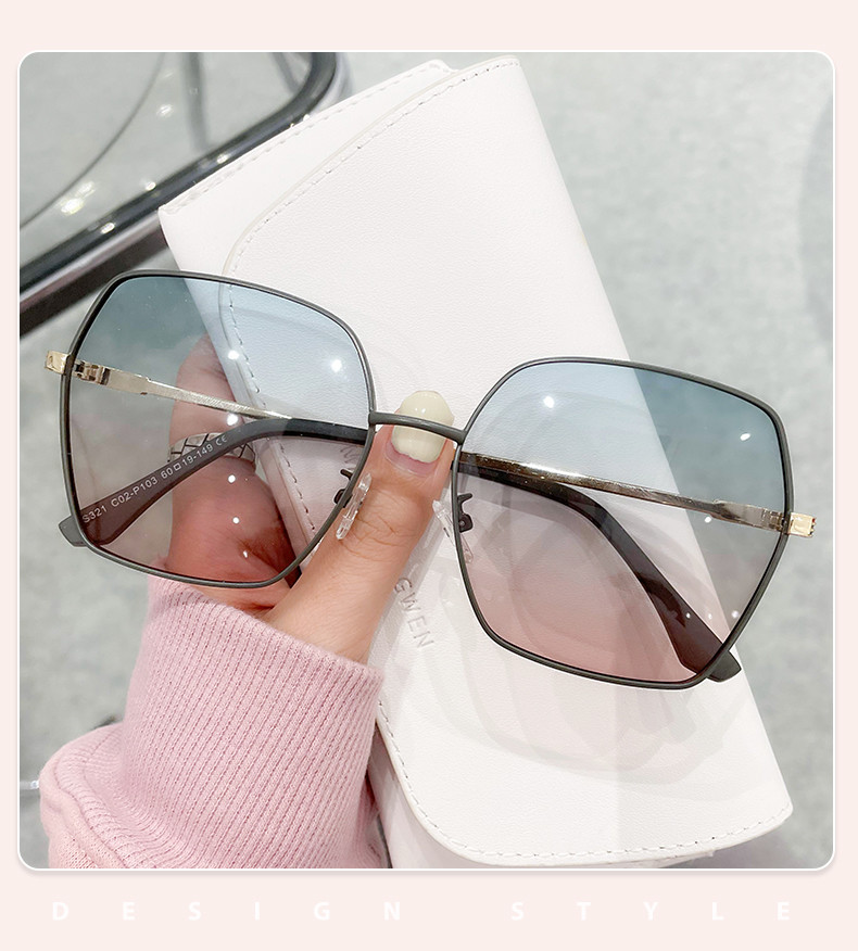 OEM Women'S Square Glasses Metal Frame , UV400 Protective Sunglasses Sunscreen