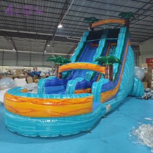 Custom Inflatable Waterslide Palm Tree Bouncy Water Slide PVC Inflatable Slide