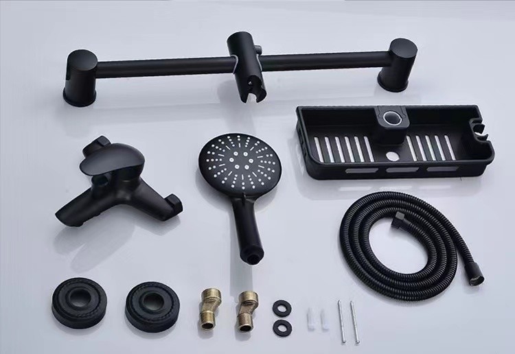Blackened Brass Sanitary Ware Shower Head Set Hot And Cold Rain