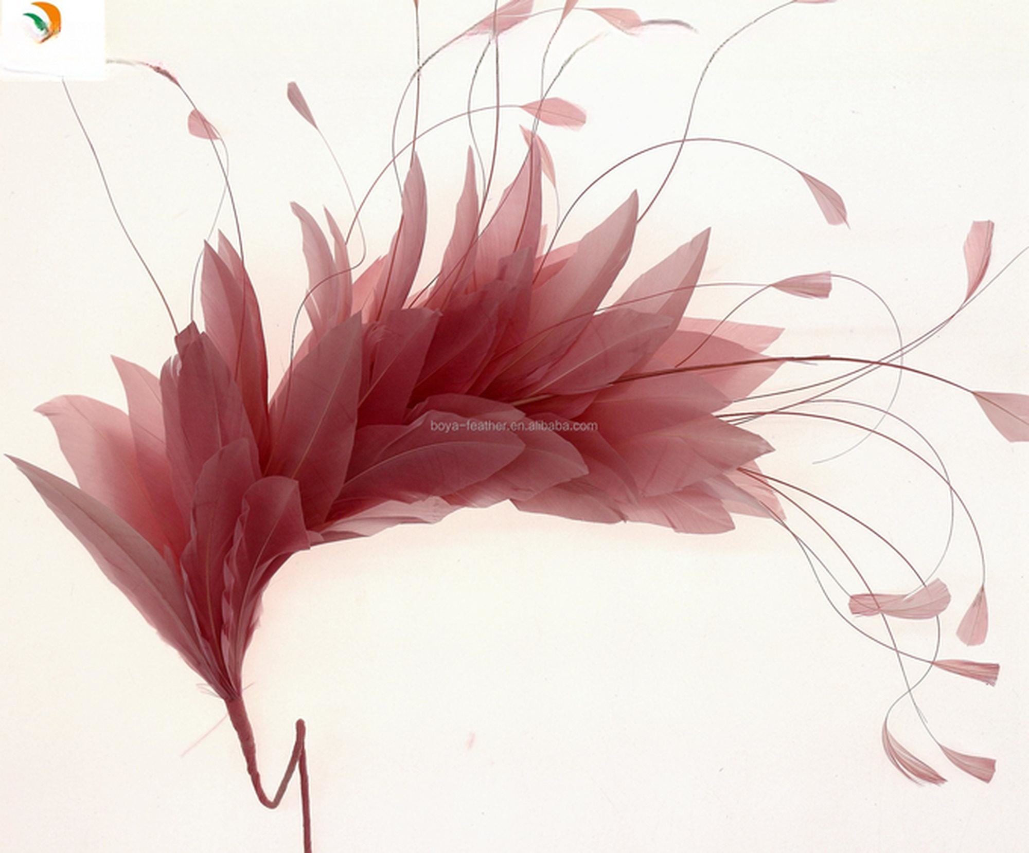 Millinery Supplies Dyed Pattern Goose Feather Flower Mount with Wire Accessory 15*30 cm