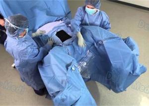  Blue Surgical Laparoscopy Drape , Sterile Disposable Patient Drapes With ETO Manufactures