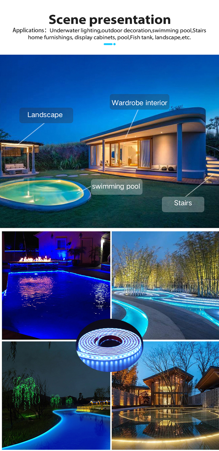 IP68 Dimmable LED Strip Lights 12V 24V Under Cabinet Led Strip Lighting Dimmable