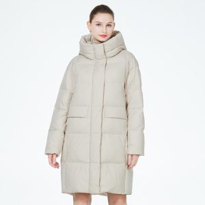 2XL 50 White Padded Jacket Polyester Off White Down Jacket Long