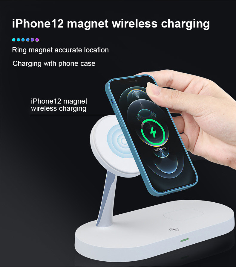 3W Earphone Charging 5-in-1 Magnetic Wireless Charger with USB Output CE/FCC/RoHS Approved