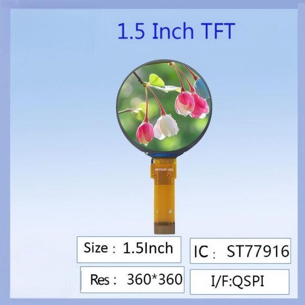China 1.5 Inch Round Color TFT LCD Display 360x360 Resolution ST77916 Driver IC High Definition Wide Viewing Angle For Smart Wearables/DIY Electronic Projects/Industrial Instrument Panels on sale China 1.5 Inch Round Color TFT LCD Display 360x360 Resolution ST77916 Driver IC High Definition Wide Viewing Angle For Smart Wearables/DIY Electronic Projects/Industrial Instrument Panels on sale