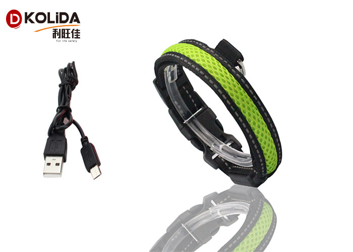 Strong Durable Nylon Micro USB Rechargeable LED Dog Collar With 140mAh Battery