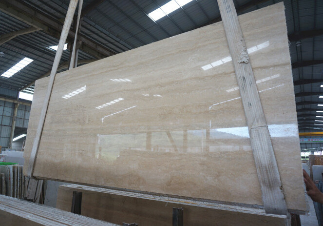 Natural Stone Travertine Beige Marble Slab 15-30mm Thickness Standard Size