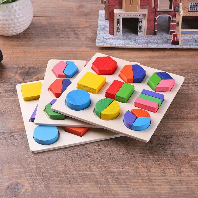 Sorting Wooden Montessori Baby Toys Geometric Wooden Blocks 15cm Preschool