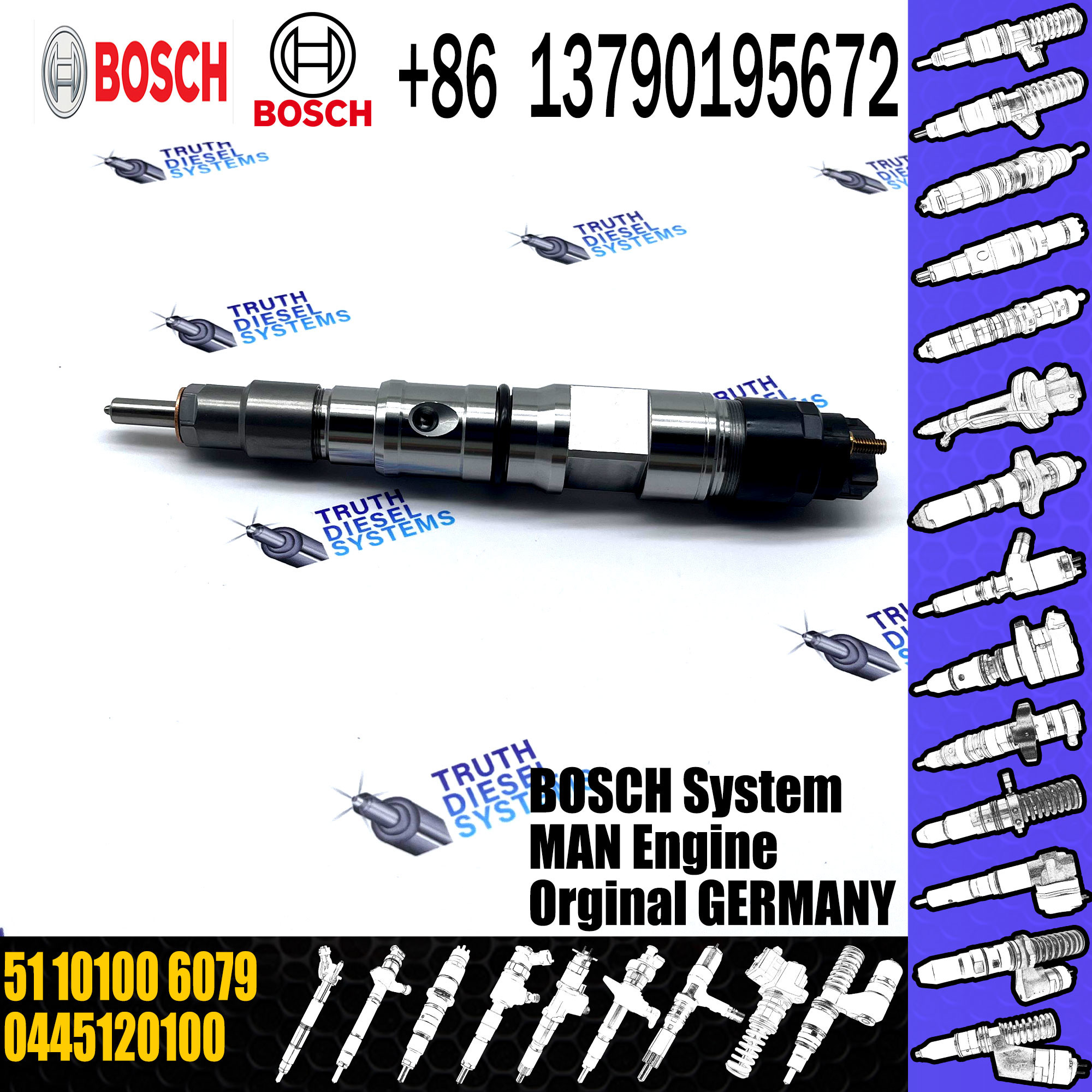 51101006079 common rail injector 0445120219 51101006127 for MAN TGA TGL TGX 12.4D diesel injector nozzle 0445120219