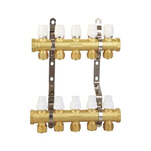 Brass Gas Distribution Manifold Threaded Hot Water Distribution Manifold PTFE