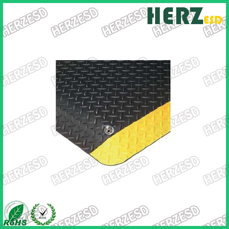 Yellow And Black ESD Rubber Mat With PVC / EPDM Foam / Rubber Material