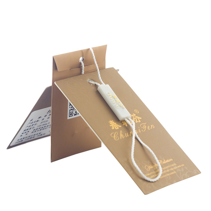 Custom Pinted Paper Clothing Tags And Labels Maker With Small Paper Pouch