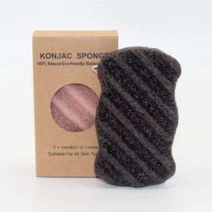 China 12.5*7.0*2.8cm Wave Shaped Charcoal Body Sponge Konjac Exfoliator Sponge For Body on sale