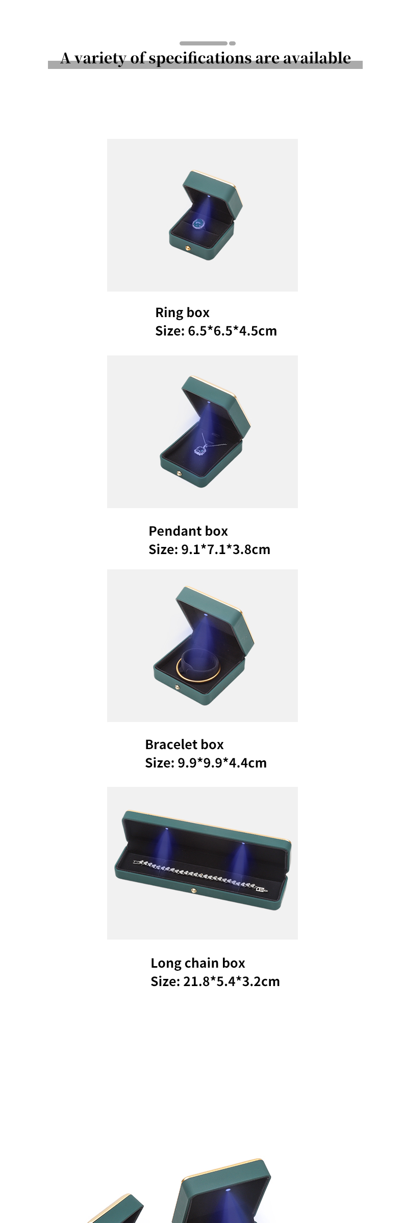 OEM Rectangle LED Jewelry Box Eco Friendly For Bracelet Necklace Earrings Ring Packing