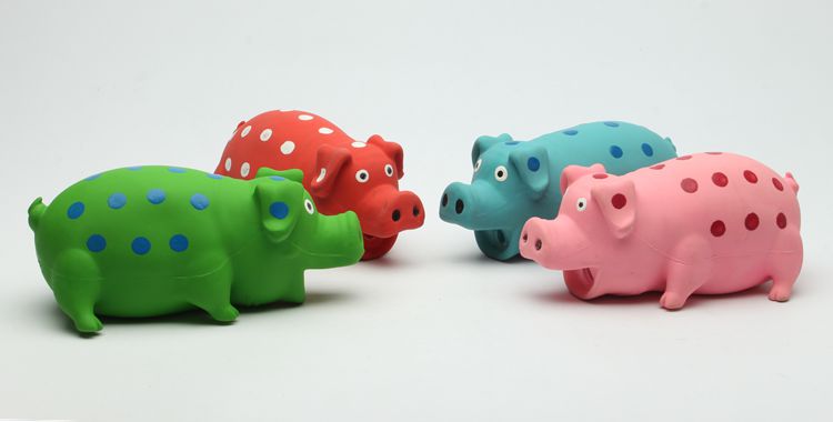 Customized color soft latex toys for dogs latex pig toy supplier