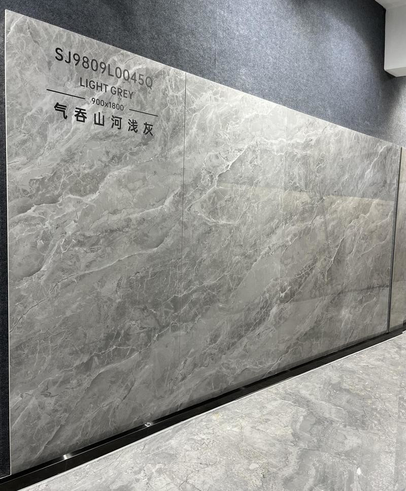 Gray Durable Tiles Marble Look Indoor Floor Porcelain Glazed Polished Tile For Restaurant 900x1800x9mm Eco-Friendly