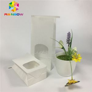 Grease Proof Snack Bag Packaging Plain White Paper Clear Window Bag With Tin Tie