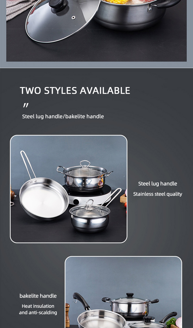 Cheap Price Cookware Set Induction Silver Pot Set Stainless Steel Cookware Set 5pcs Cooking Pot And Pans
