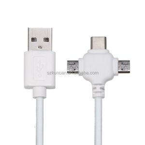 0.5m USB 2.0 3-in-1 Quick Charge Data Cable Micro Type C