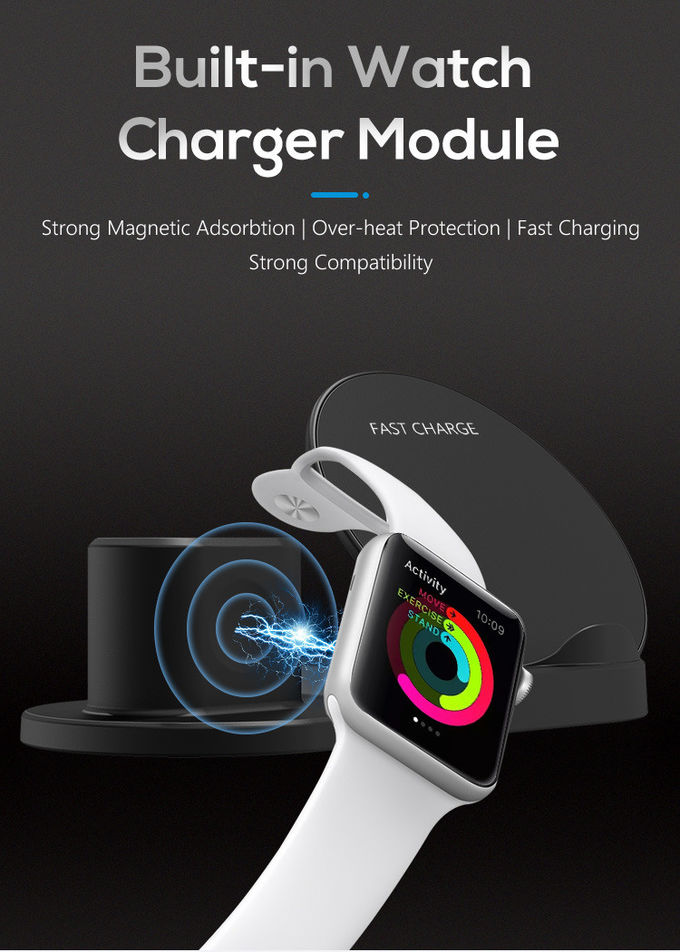 USB Cable 10mm ABS 5W 3 In 1 QI Wireless Charger