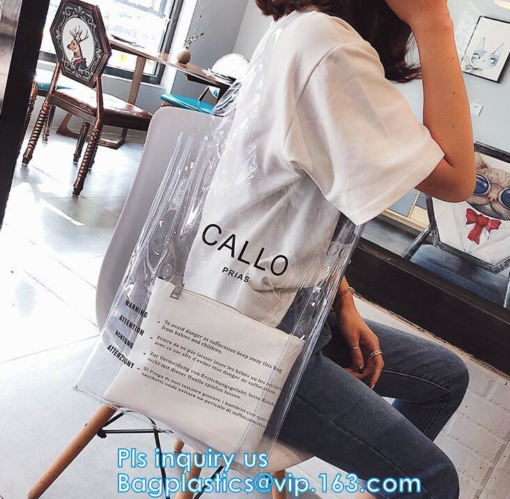 Custom Transparent Gift Pvc Tote Shopping Bag, reflective pvc shopping women's bag, shinny PVC harrods shopping bag, pac
