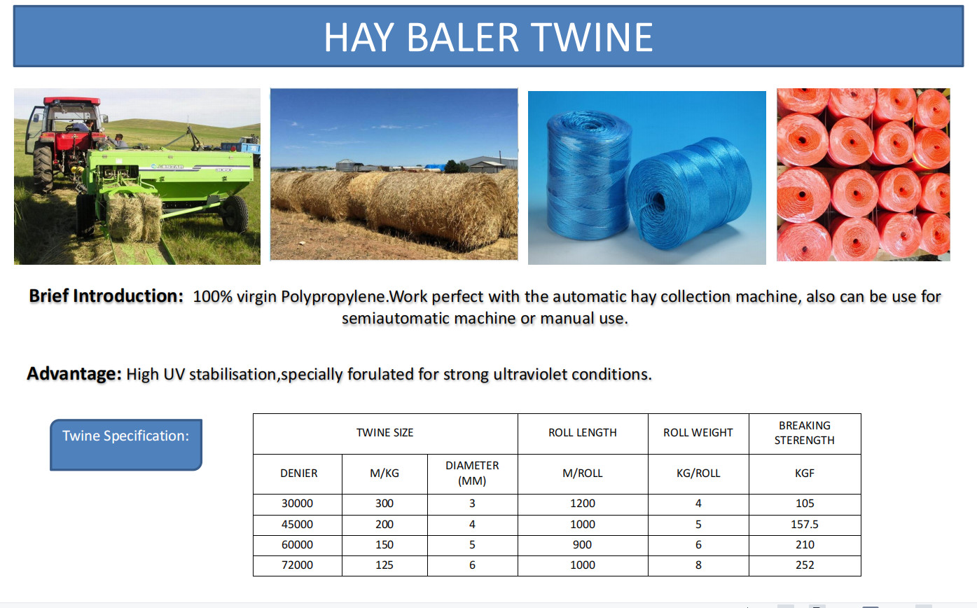 19.85LBS Length 4035 Feet Polypropylene Grass Baler Rope , Hay Packing Twine Rope