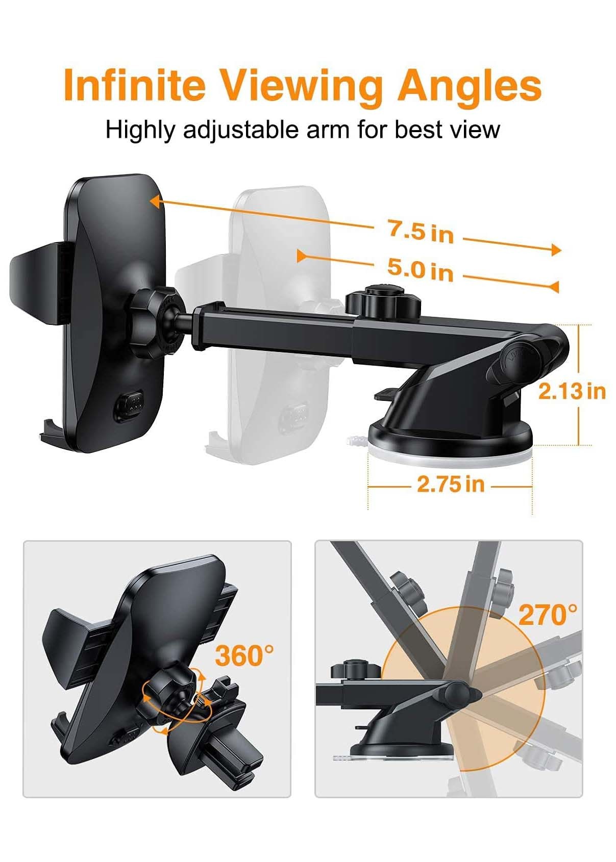 360 Degree Flexible Car Dashboard Phone Mount 19.5cm Universal dash mobile holder