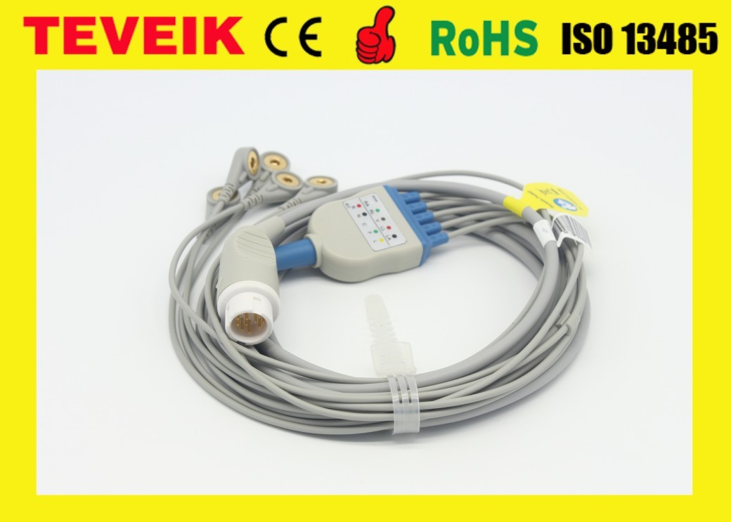 Medical Manufacturer HP One Piece Round 12pin 5leads ECG Cable For HP Patient Monitor