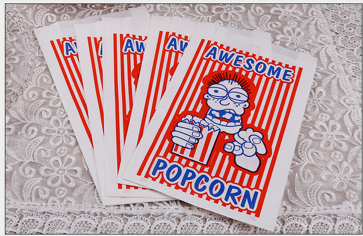Customized Popcorn Snack Bags , Biodegradable Paper Popcorn Chip Bag