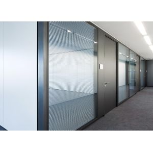  Hidden Frame Glazed Partition Multi-design Black White Aluminum Frame With Blind Manufactures