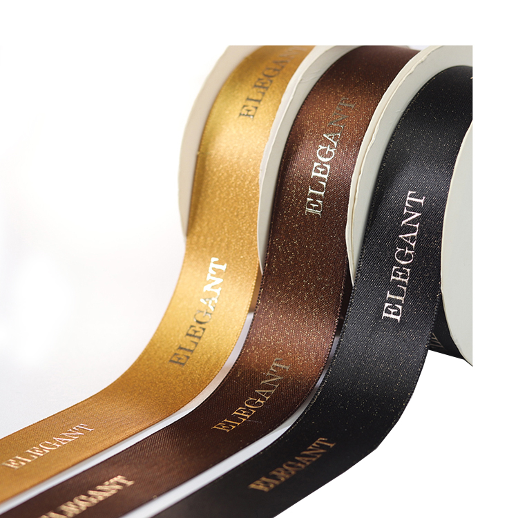 2 . 5 Inch Thin Decorative Satin Ribbon Black / Brown / Golden Color