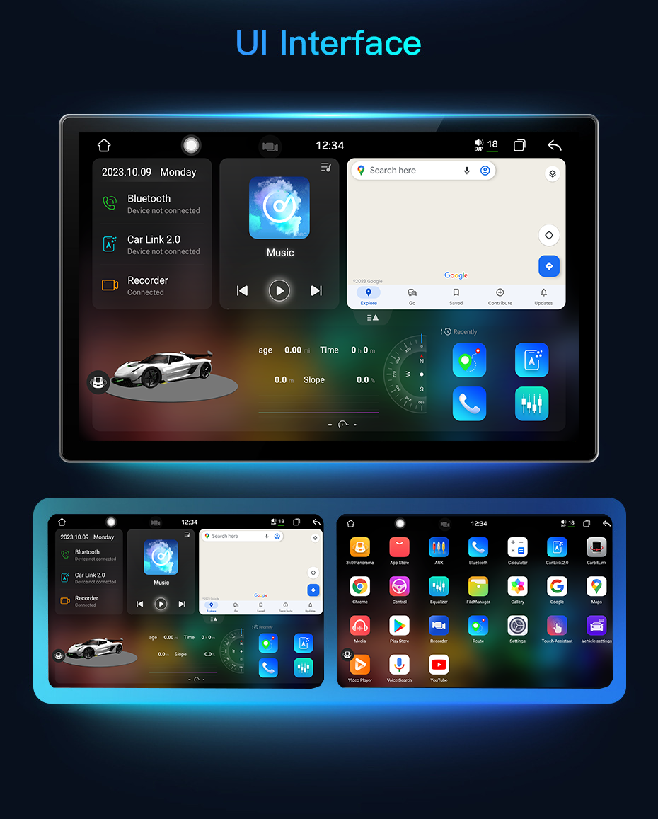 8 256g 5G Wifi DSP Stereo Audio 2 Din Android Car Radio Full fit screen GPS Built-in